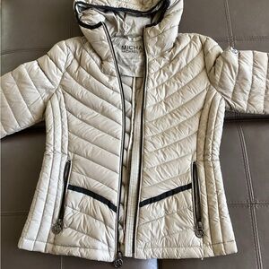 Michael Kors Beige Quilted Jacket with Black Accents